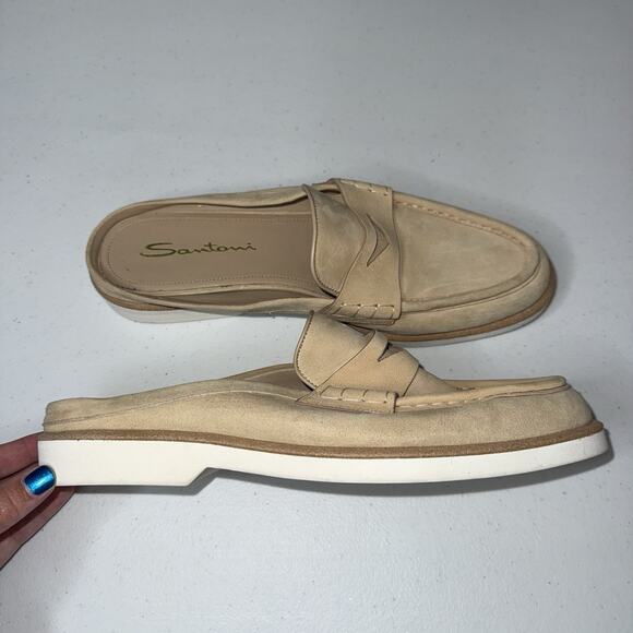 Santoni Women’s Pamex Suede Penny Loafer Mules Size 41 - Picture 2 of 6